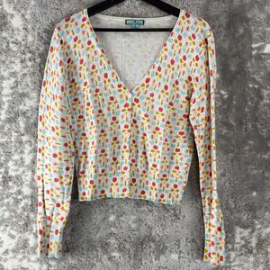 Louie Lucie Sz M Casual Button Cardigan Sweater Beige Long Sleeve V Neck Cotton